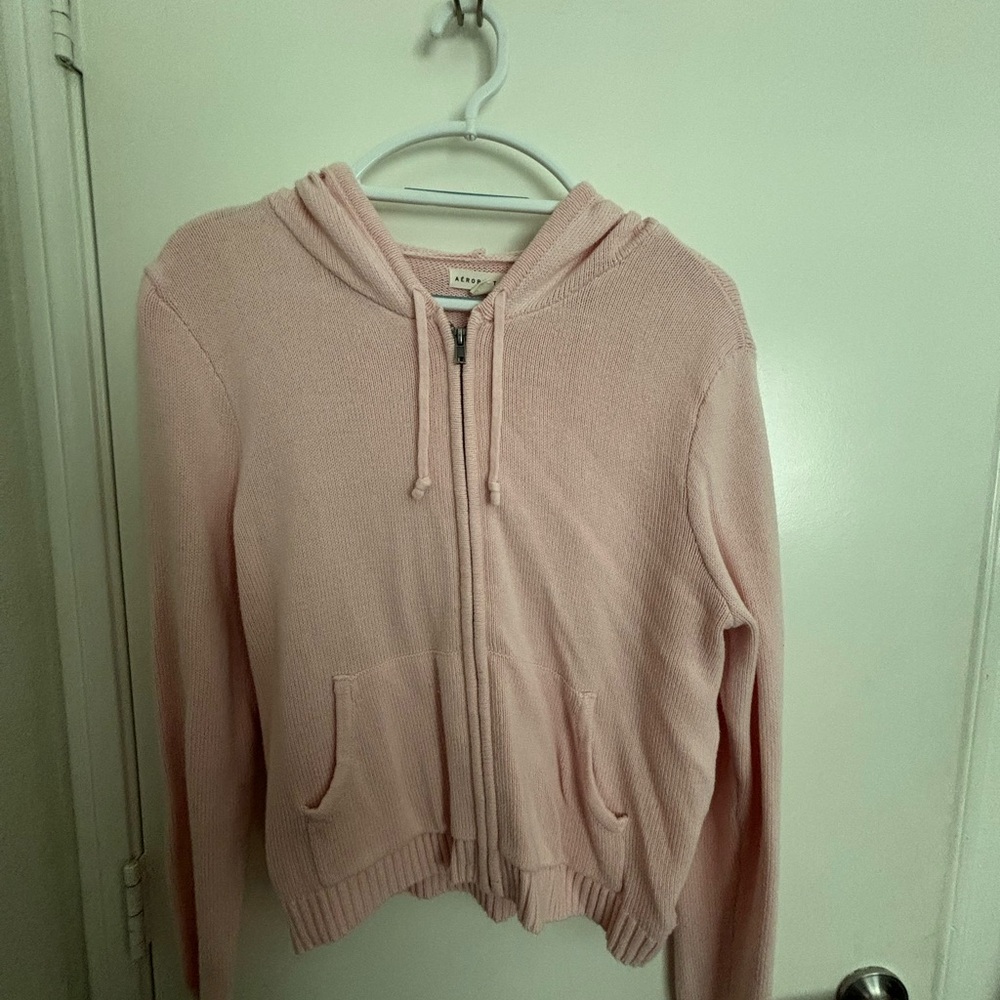 Aeropostal Pink Knit Zip-Up Hoodie